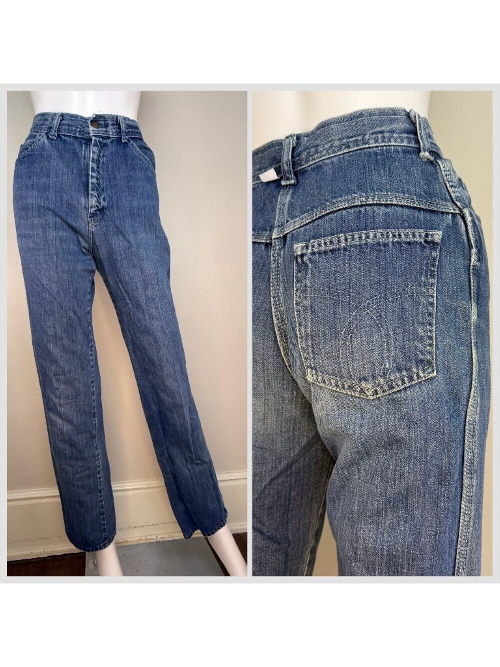 Vintage 1970s/80s Blue Jeans, High Rise Straight Leg 24.5"x31", March One Size 0
